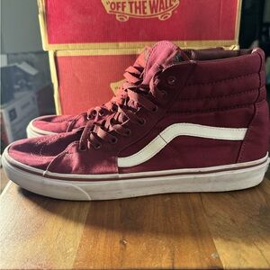 Men’s vans sk8 hi burgundy size 13